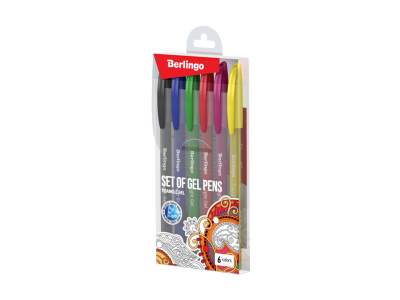 Набор гелевых ручек 6 цветов BERLINGO трех...